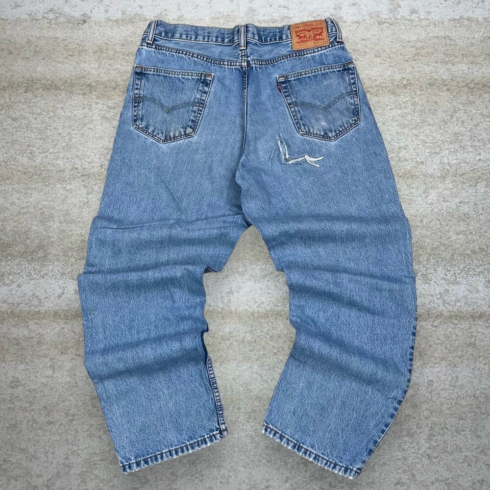 Vintage Y2K Levis 550 Jeans 36x32 Relaxed Fit Light Wash Denim Distressed